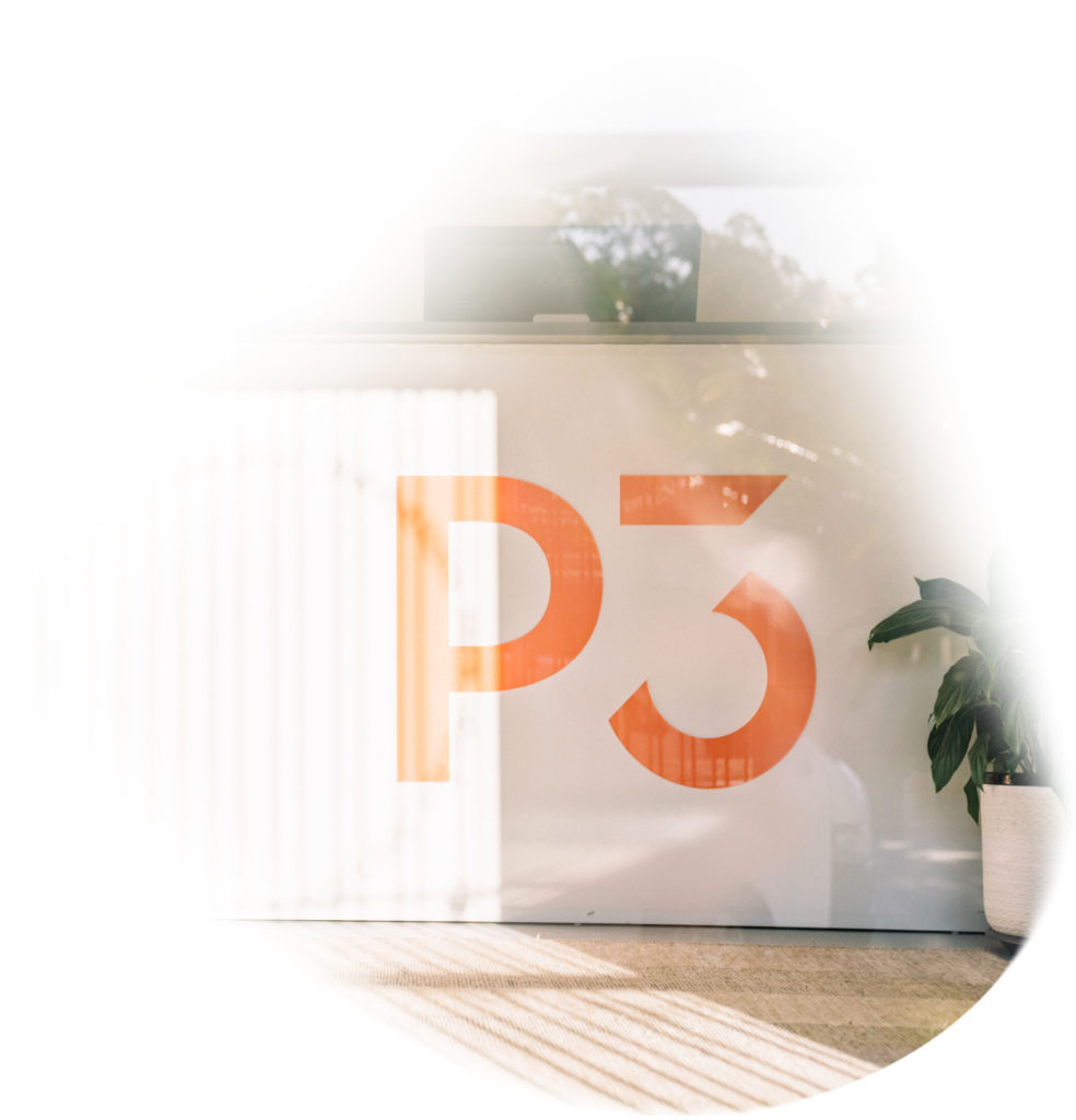 P3 Recovery Logo on the reception desk at P3 Recovery