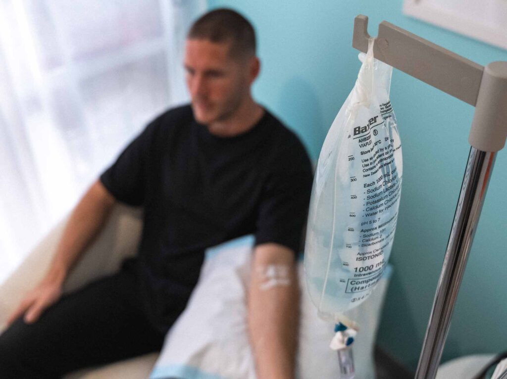 A man receiving IV Drip Therapy at P3 Recovery