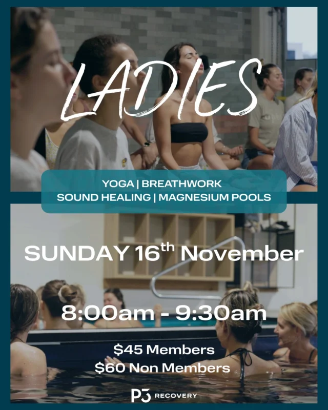 🌸 Ladies, take a morning just for you… 🌸

Join P3 Ashmore & Krissy from Lion’s Heart Breathwork for a blissful blend of:
🧘‍♀️ Gentle Yin Yoga
🔮 Crystal Sound Bowls
💨 Healing Breathwork
💧 Magnesium Soak & Relaxation

A space to slow down, reconnect, and restore your inner calm. ✨

📅 Sunday, Nov 16
🕗 8:00am | Yoga, Breath & Bath
📍 P3 Recovery Ashmore

Reserve your spot:
How to book:
👉 Download and sign up via the P3 App (p3 recovery)
Go to Schedule → Explore 
Select Sunday 16th @ 8:00am 
(yoga, breath and bath option)
or
📞 Call / 📧 Email to book
0439 472 452 / ashmore@p3recovery.com.au

Spots are limited — come unwind with us 💕