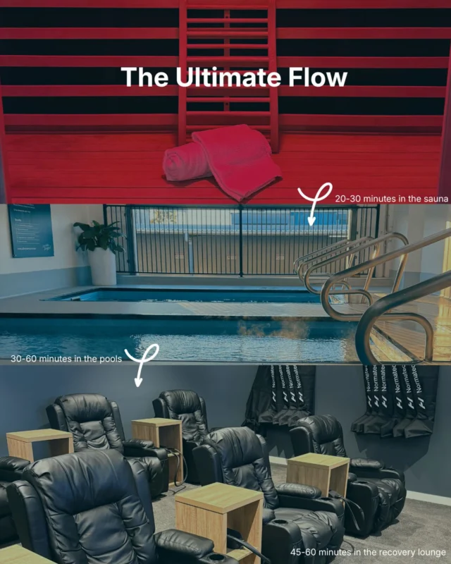 Ever wonder what order to do your recovery in? 🔥💧🧘‍♂️

For the ultimate flow:
20–30 mins sauna
30–60 mins pools
45–60 mins in our recovery lounge

All included in our Essentials Membership just $39/week. 🙌

Ready to feel your best?