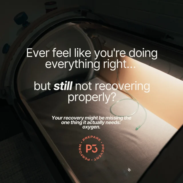 Your recovery might be missing the one thing it actually needs: oxygen. 

Our Hyperbaric Chamber - walk out feeling clearer, lighter and more like you 🤝

#recovery #p3 #oxygen #therapy