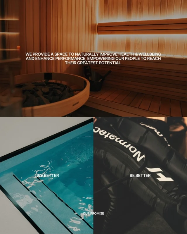 Live better. Be better.
Recovery for everyday and every goal 🔥

Come recovery with us today!

🧊Contrast therapy 
🔥 Infrared saunas
🙌Compression 
✔️Hyperbaric Oxygen therapy