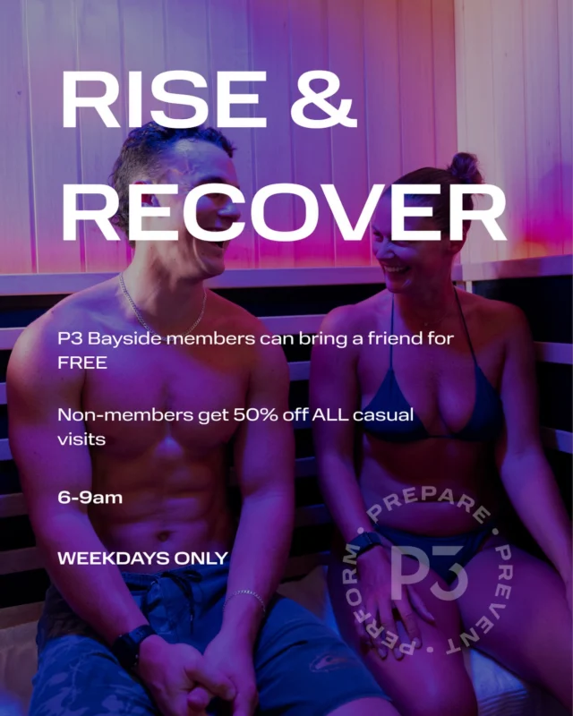 Recovery is pretty good by itself… but with a friend? FOR FREE? 

Say less🔥

Weekdays between 6-9am, P3 Bayside members can bring a friend along their recovery journey for FREE. 

Non-members who just want to come recover by themselves receive 50% off ALL casual visits. 

A deal too good not to use🤝

#friend #recovery #p3 #together #bayside