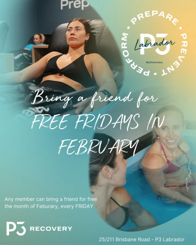 BRING A FRIEND FOR FREE FRIDAYS! In FEBRUARY 👫👭👬 Every Friday for the month of February, all members can bring a friend for free! Just show up together each Friday and enjoy your recovery session together! 🤩