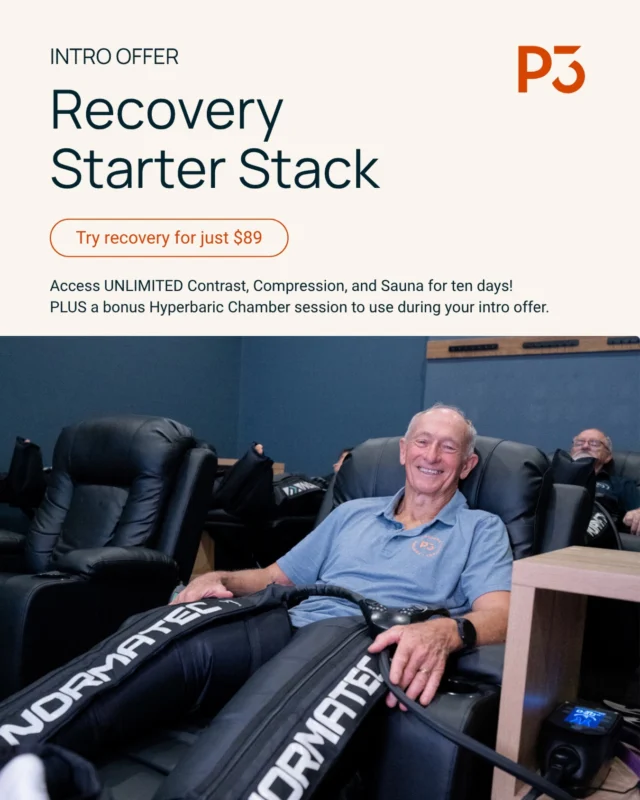 If you’ve been thinking about it - this is your sign. 

Recovery Starter Stack.
10 days unlimited + bonus hyperbaric session
Just $89

#recovery #p3bayside #offer #wellness