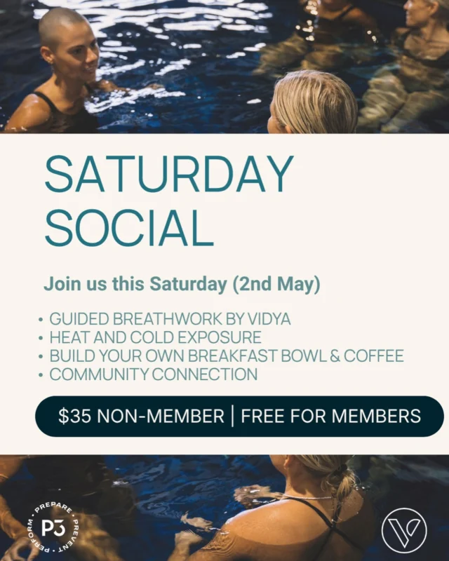 SATURDAY SOCIAL happening again this Saturday, make sure you book in. 

Think breathwork, baths and a bit of brekkie. The perfect start to the weekend. 

We’ve been loving seeing some new faces. Come solo or bring a friend, this is your time. 

Be part of our community, we’re not biased when we say it’s a great bunch ☺️👏