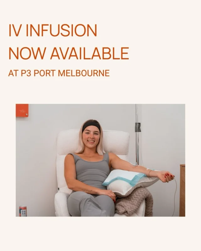 IV Therapy now available at P3 Port Melbourne! Book a consult via the app or chat to our in house Registered Nurse Kaitlin 

*Individual suitability assessed by qualified health professional during consultation*