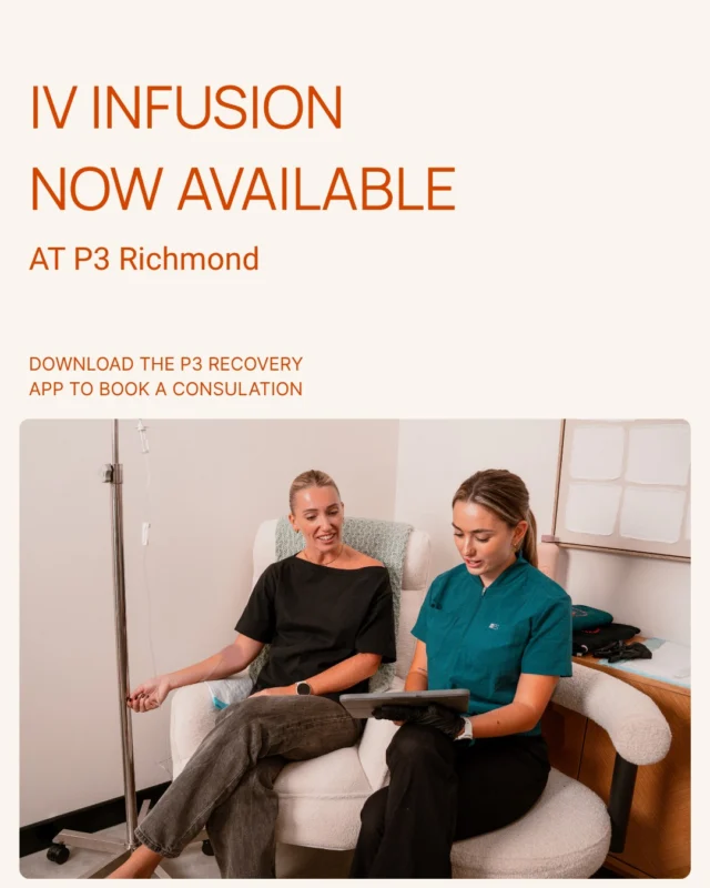 IV infusions is now live at P3 Recovery Richmond Have questions? Our Centre Manager and in-house nurse Diana is here to help. Book in or come say hi