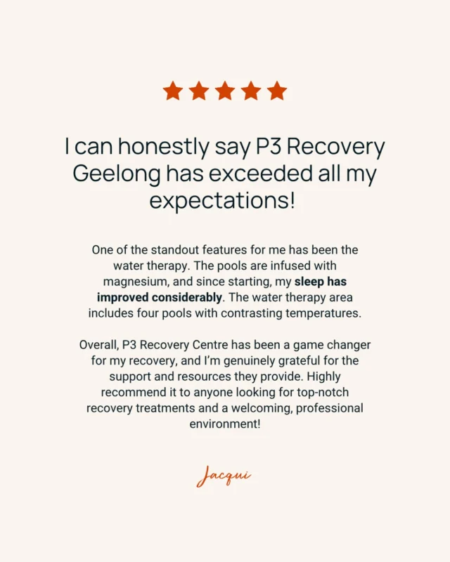 We love reading our Google Reviews 🤍

Appreciate everyone who takes the time to leave a review of their experience! We truly have the best community 🙏

Reminder to book your sessions in this week 📲

📍P3 Recovery Geelong