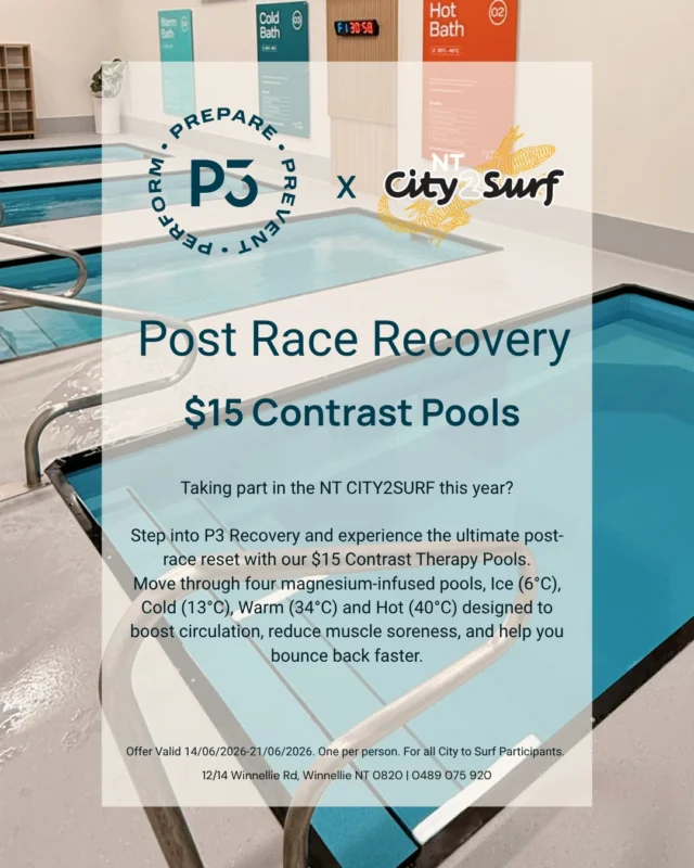Only 2 weeks to go until City to Surf!  By now the legs are probably feeling it, early mornings, long runs and plenty of kms in the bank. Don’t forget your body will need some love afterwards too.

We are running $15 Pools and $15 compressions from Sunday 14/06-21/06  to help every runner recover better.

DM us to lock in your recovery session.

#City2Surf #recoversmarter #p3recovery