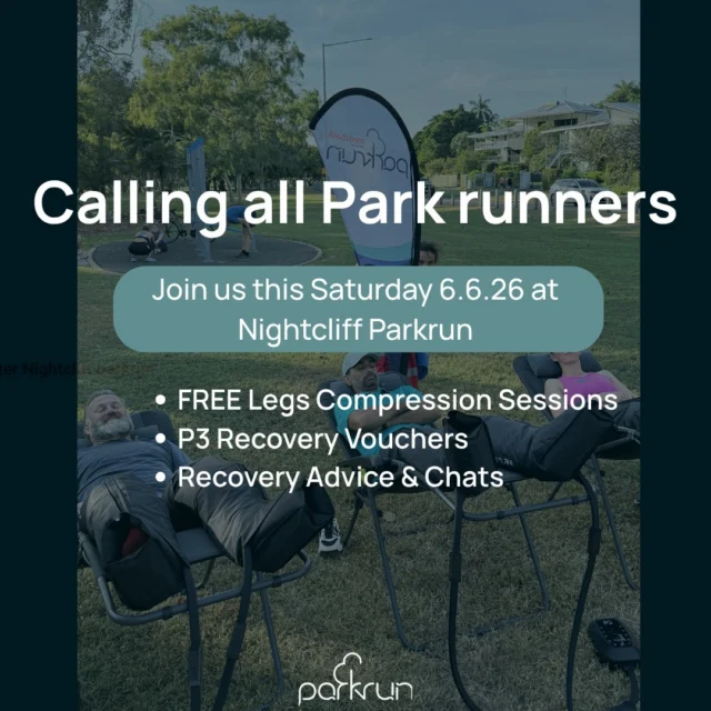 Great news Nightcliff parkrunners! 🏃

We're back tomorrow (Saturday 06/06) with our popular recovery pop-up. After your run, come and try our FREE compression boots, chat with the P3 team about recovery, and grab an exclusive discount voucher for your next session.

See you there!

#NightcliffParkrun #DarwinRunning #CompressionBoots #P3Recovery
