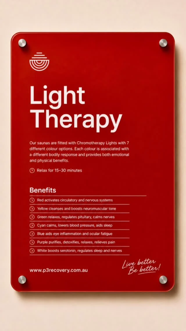 Light Therapy in Our Infrared Saunas

Did you know our infrared saunas feature Chromotherapy Light Therapy with 7 different colour options?

Each colour is designed to create a different experience, helping you tailor your sauna session to how you’re feeling and what your body needs most.

Whether you’re looking to unwind after a long day, improve recovery, or simply take some time for yourself, you can customise your sauna experience with the colour that suits your mood and goals.

Which colour are you choosing for your next session?

#InfraredSauna #LightTherapy #Chromotherapy #Recovery
