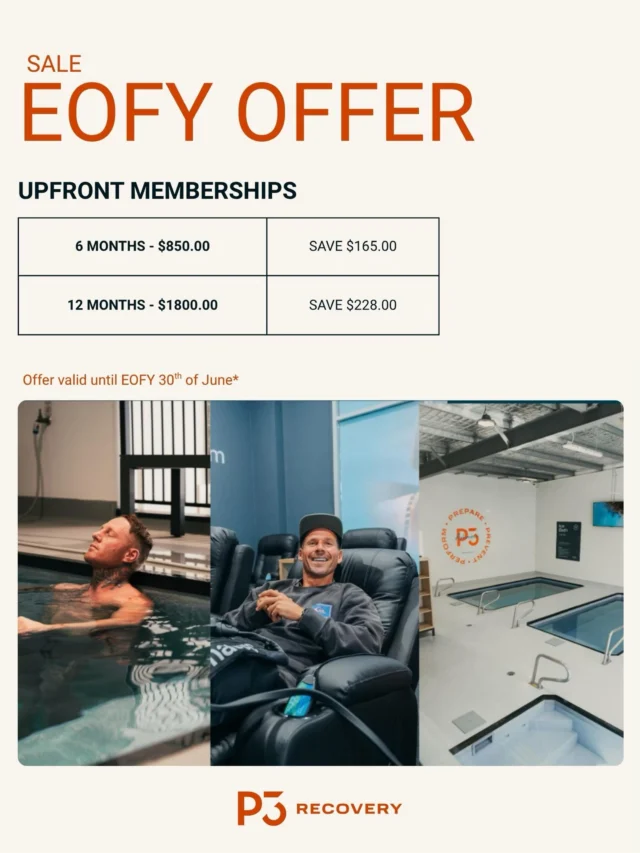 💥EOFY SALE IS HERE!💥

Invest in your recovery before the end of the financial year and save big with our upfront membership offers:
💫 6 Months - $850.00 (Save $165)
💫 12 Months - $1800.00 (Save $228)

Whether you’re training hard, competing, or simply looking after your health, now is the perfect time to lock in your recovery routine and take advantage of these EOFY savings.
Message us “EOFY” to find out more, or pop into the studio and our team will help you find the membership option that suits you best.

& Offer valid until June 30 ⏳