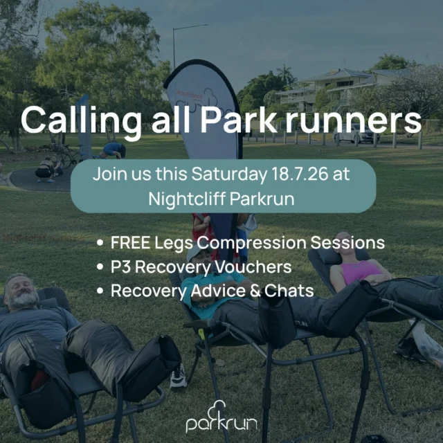 PARKRUNNERS...you know the drill!

We're back at Nightcliff this Saturday (18/7) with the compression boots ready to help you recover after your run.

Come for the run, stay for the recovery, and make sure you come say hi, we've got a special weekend P3 offer exclusively for parkrunners that you won't want to miss.

See you Saturday!