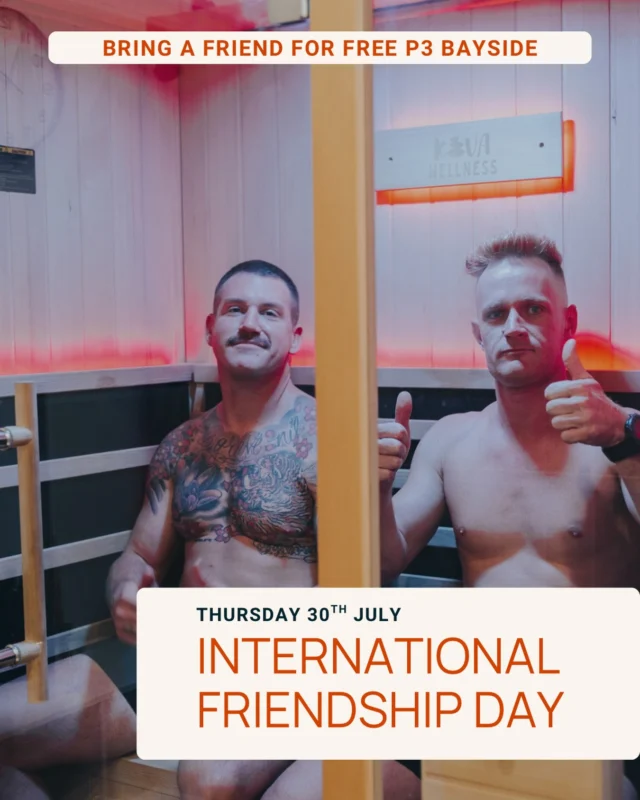 Celebrate International Friendship Day tommorow at P3 Recovery! 🤍
Everything’s better with a friend, including recovery.

On Thursday, 30 July, bring a friend along to your recovery session FREE and let them experience the benefits of prioritising recovery together.
Whether it’s their first visit or they’ve been meaning to check us out, there’s no better time to share the P3 Recovery experience.

✨ Bring a friend for FREE 📅 Thursday, 30 July

Use code ‘FRIEND’ on the P3 app for bookings

Tag the friend you’re bringing below! 👇
#InternationalFriendshipDay #P3Recovery #BringAFriend #RecoverBetter  #RecoveryTogether